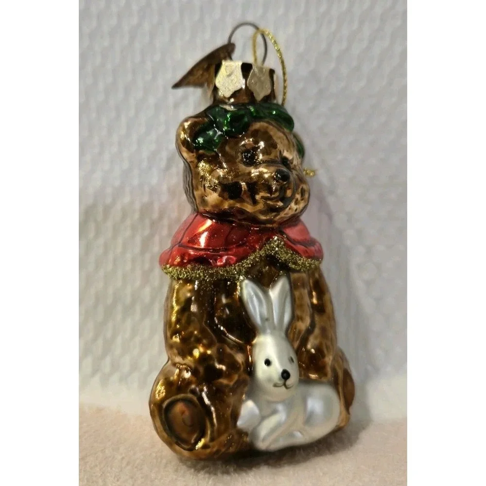 Thomas Pacconi Classics Teddy Bear Bunny Blown Glass Christmas Ornament Vintage